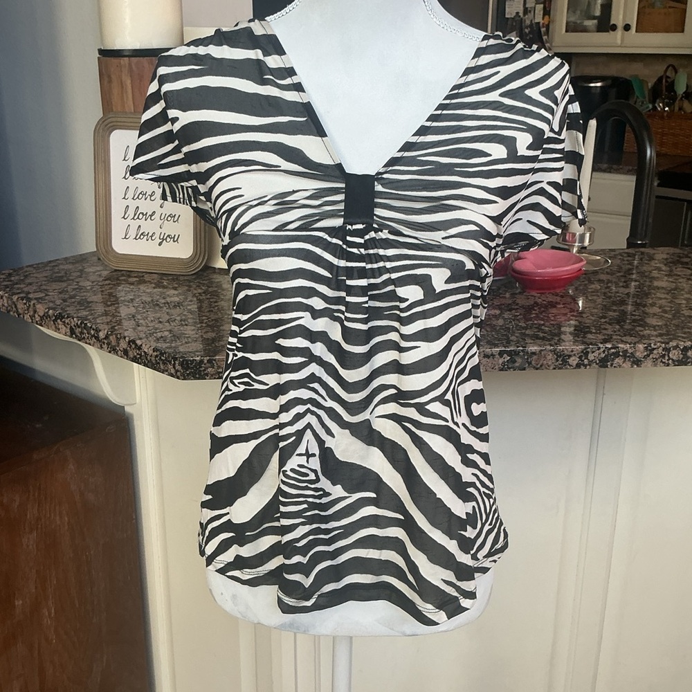 Express Top Womens Zebra Print Sheer VTG Y2K Whimsigoth Fairycore Size Small
